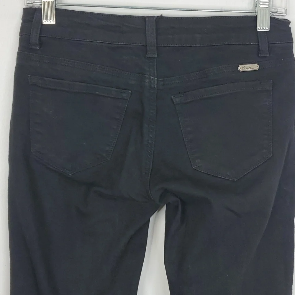 Kancan Super Skinny Jeans Mid Rise Zip Ankle Raw Hem Black Stretch Womens 25